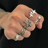 5Pcs/Set  Creative Personalized Stars Open Rings For Men Goth Adjustable Knuckle Ring Jewelry