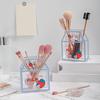 Clear Acrylic Pen Holder Cartoon Milk/Bear Shape Desk Storage Box Makeup Brush Organizer for Home Office School Supplies