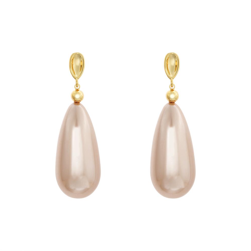 2026 French Vintage Oversized Teardrop Pearl Earrings - Elegant Champagne Pearl Drop Jewelry for Women Socialite Style
