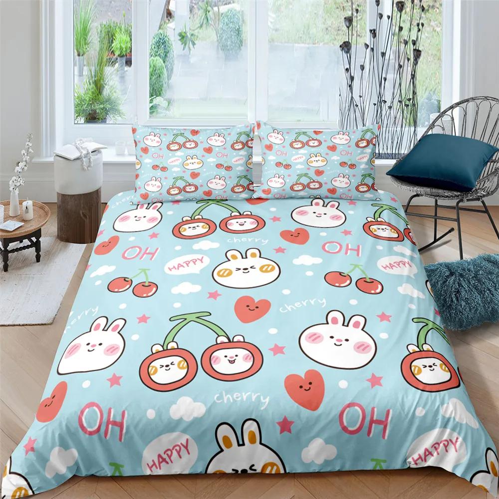 Cartoon Niedliches Hund/Kaninchen Bettwäscheset Nordisch King Einzel Twin Queen Bettbezug Full Weich Bettbezug Für Mädchen Jungen Jugendliche Geschenk