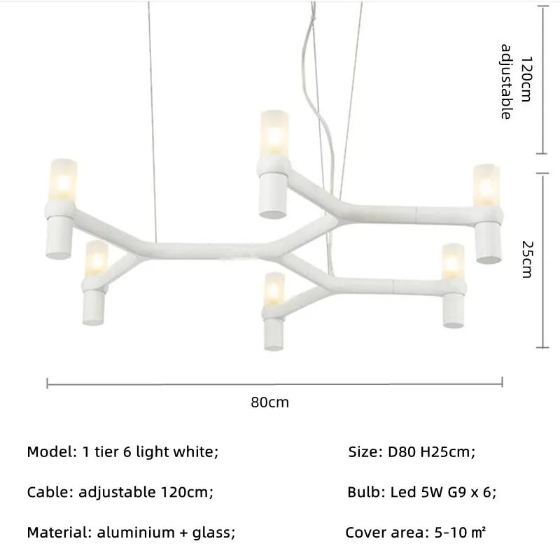 Nordic Luxury Modern LED Chandelier Designer Kitchen Pipe Chrome Lamp Hotel Living Room Room Room Decoration Lighting Fixtures