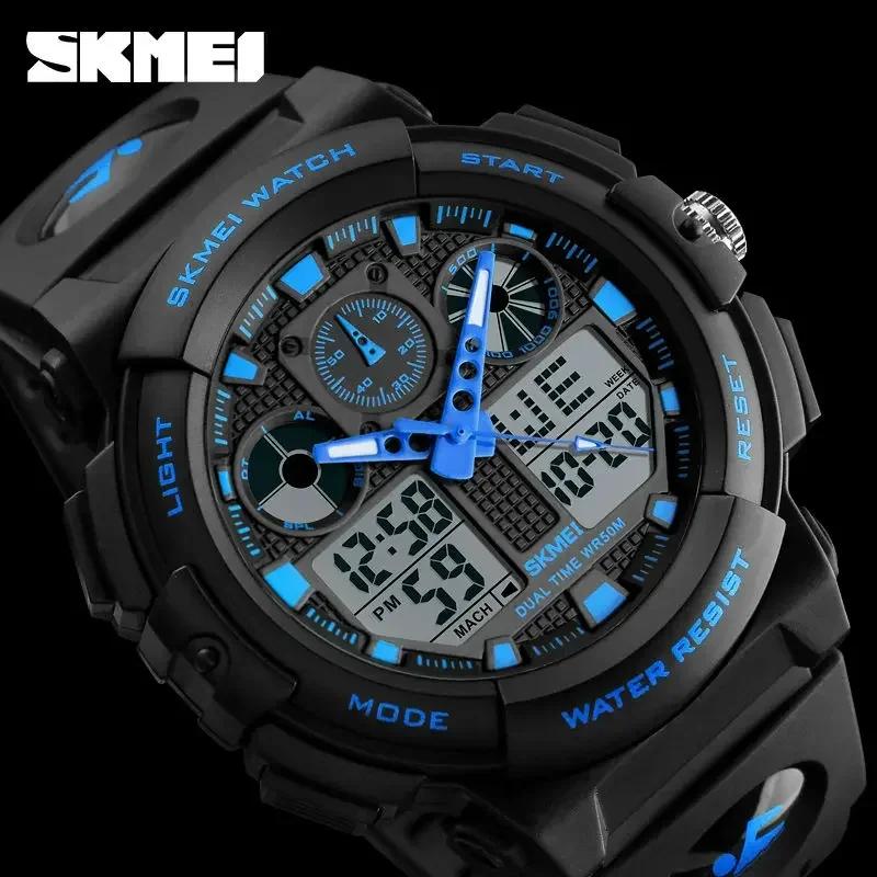 SKMEI 1270 50M Watwrproof Week Display Wristwatches Relogio MasculinoSports Watch Men Digital Double Time Chronograph Watches