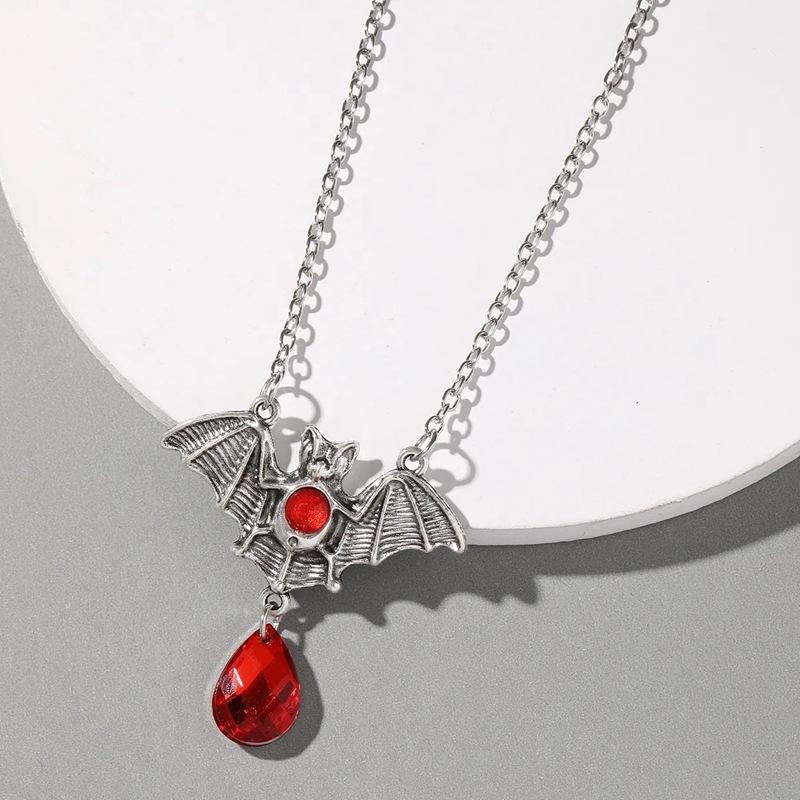 Gothic Vampire Bat Silver Necklace Acrylic Steampunk Witch Halloween