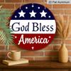 2D Flat, 1pc Patriotic “God Bless America” Hanging Sign, Heavy-Duty Aluminum Independence Day Decoration with Navy Blue & Red Stars, 7.87In American