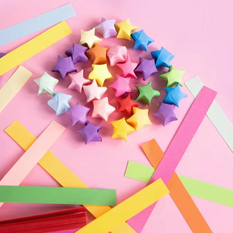 540 Blatt 27 Farben Zweiseitig Glücksstern Origami-Papierstreifen DIY Handgemachtes Basteln Heimdekoration Künstlerbedarf