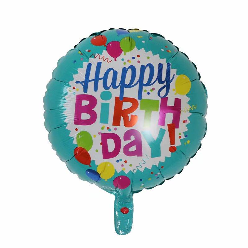 50Pcs/lot 18inch English Happy Birthday Aluminum Foil Balloon Round Helium Balloon Kids Birthday party decoration Air Golobs