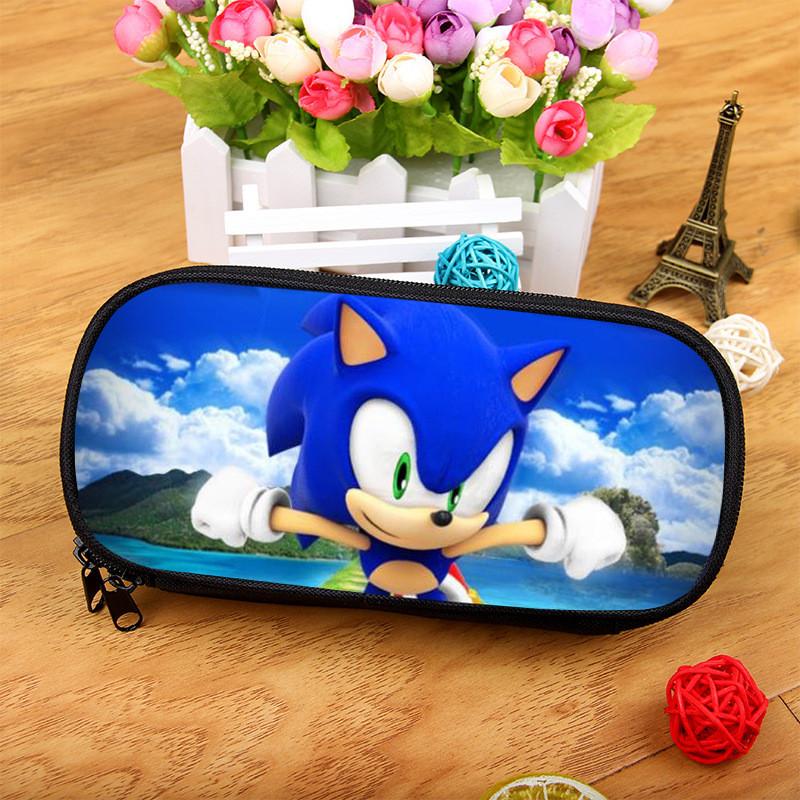 Sonic The Hedgehog Large Capacity Pencil Case With Nylon Material For School Supplies