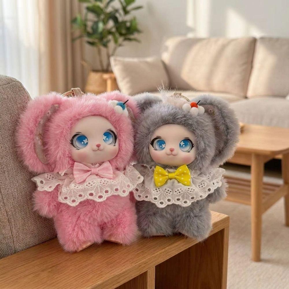 Big Ear Fluffy Bunny Bag Charm Bowknot‘ Vinyl Face Rabbit Pendant Plush Bunny Figure Party Favor