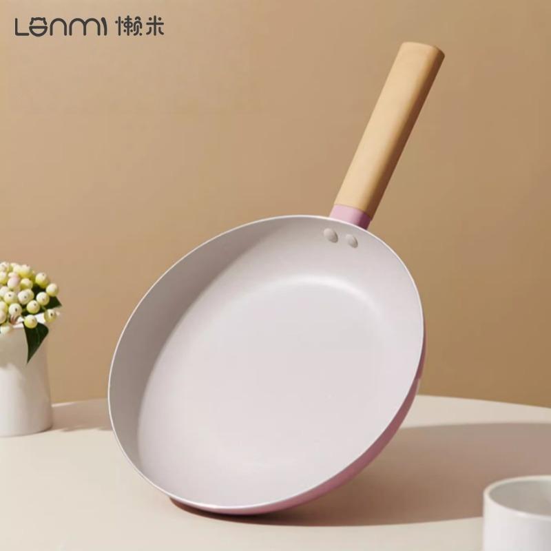LANMI Non-Stick Frying Pans Anti-overflow Skillet Low-smoke Breakfast Egg Steak Flat-bottomed Pot Home Gas Stove General Pot