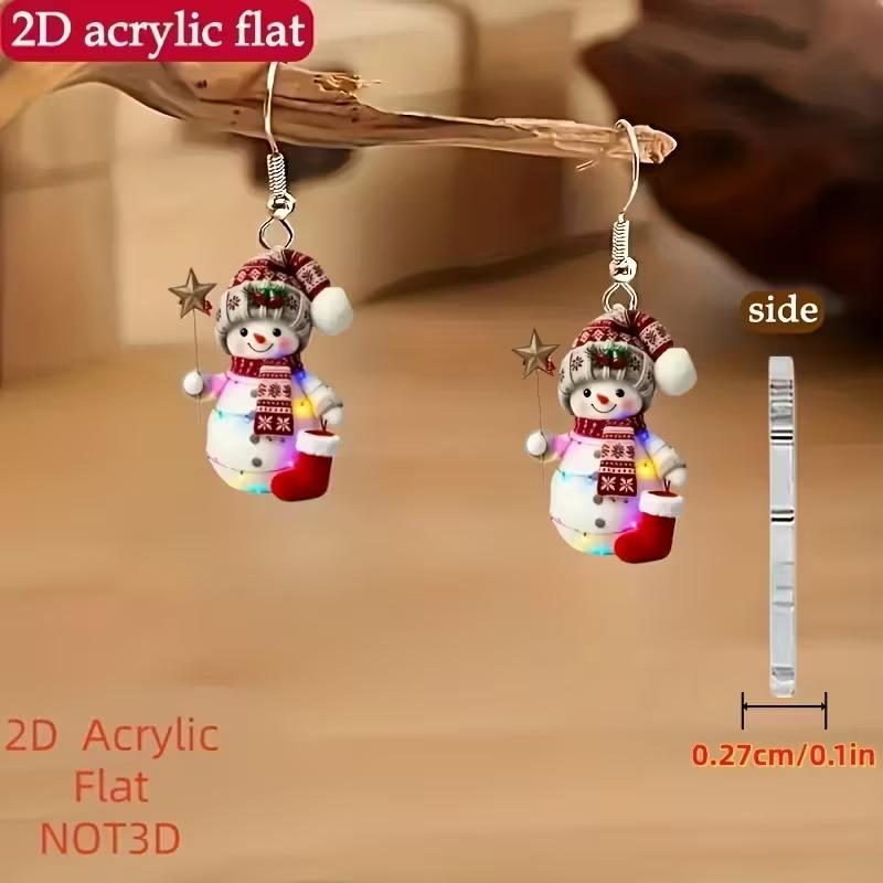 Cross-border new snowman earrings flat acrylic Christmas decoration pendant winter snowman design earrings jewelry