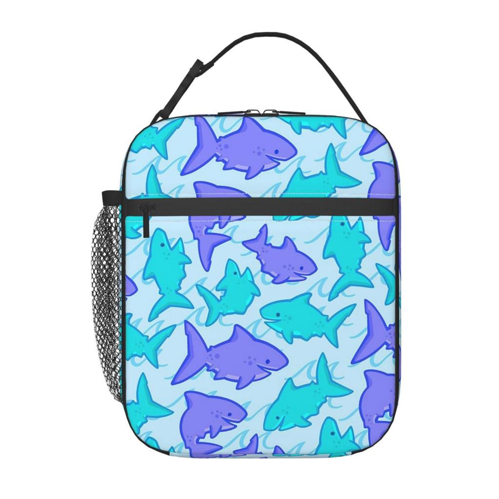 Cartoon Weißer Hai Isoliertische Lunchtasche für Kinder Schul-Kühlbox Thermische Lebensmittelbox Tragetasche Auslaufsichere Lunchboxen Behälter