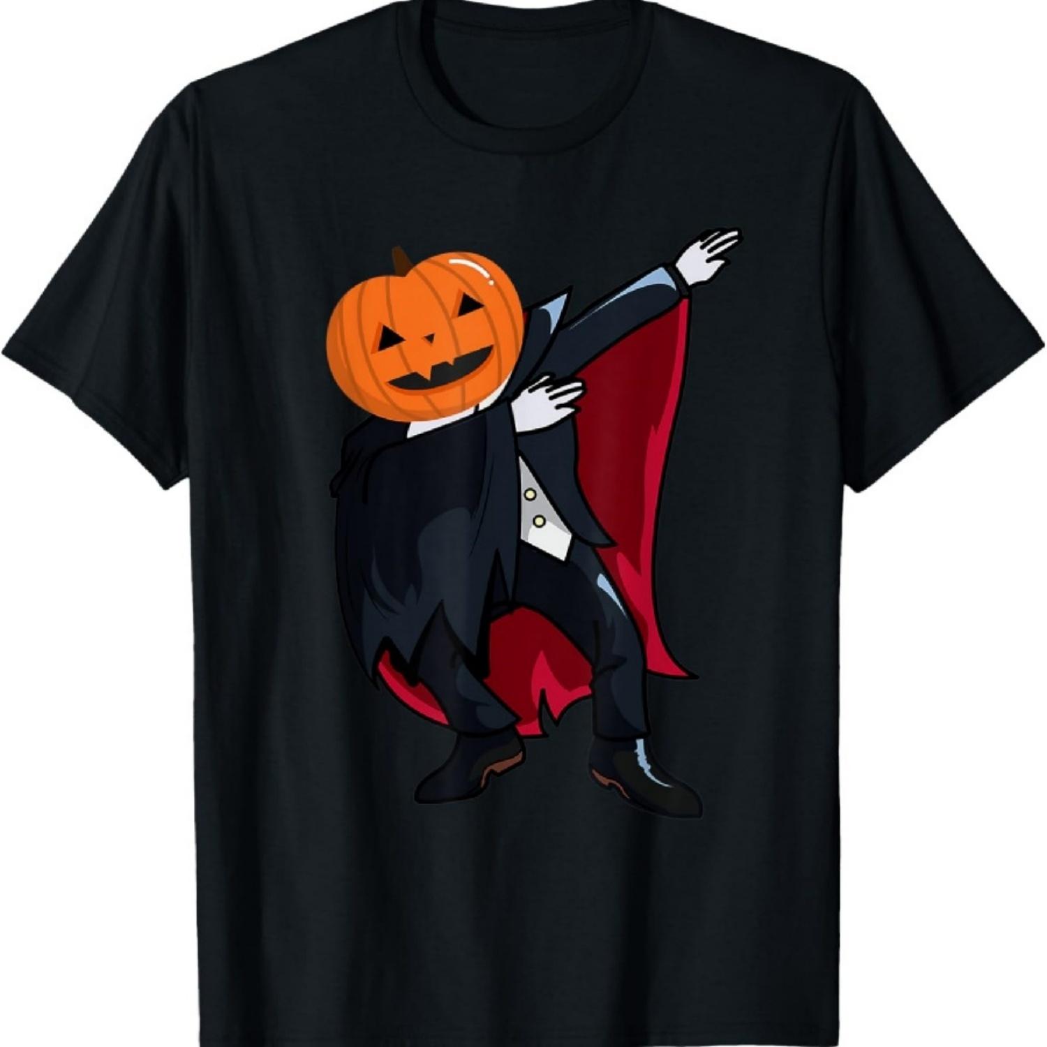Dracula Dabbing Pose Jack O  Lantern Pumpkin Halloween T-Shirt S