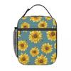 Sunflower Pattern Insulated Lunch Bag for Women Children Portable Food Boxes Thermal Lunch Box Tote