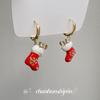 Christmas snowflake socks mosquito coil disc ear clips trendy and popular ear buckles niche design red earrings women's earrings
