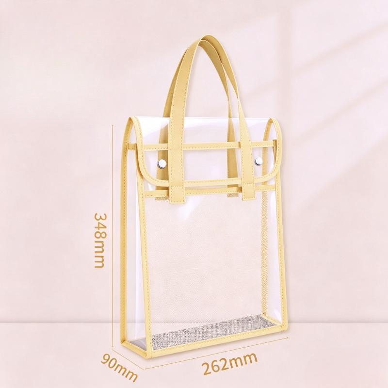 1/2/3PCS Waterproof Clear PVC Tote Bag Mesh Handbag Multi-function Exam Storage Bag Office Document Bag Daily Shopping Cosmetic Bags