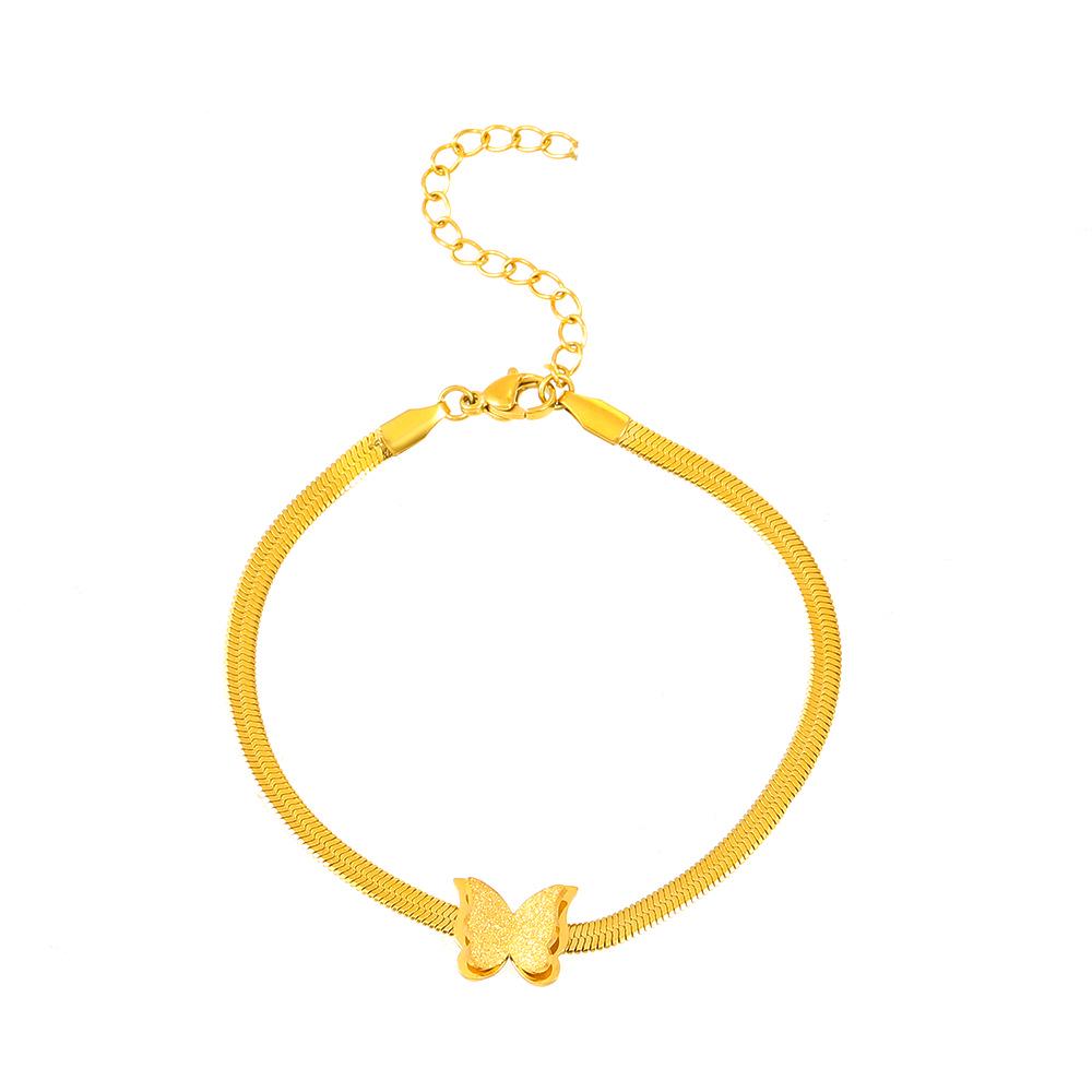 

Luxury Gold-Plated Frosted Butterfly Pendant Necklace with Snake Chain and Tassel