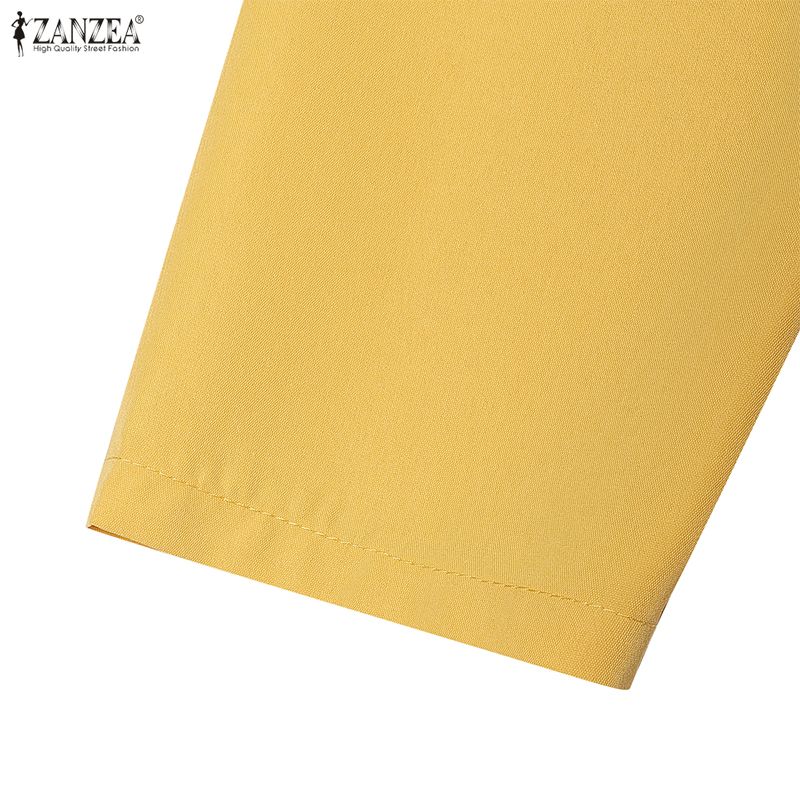 ZANZEA Women Casual Round Neck 3/4 Sleeve Loose Dress