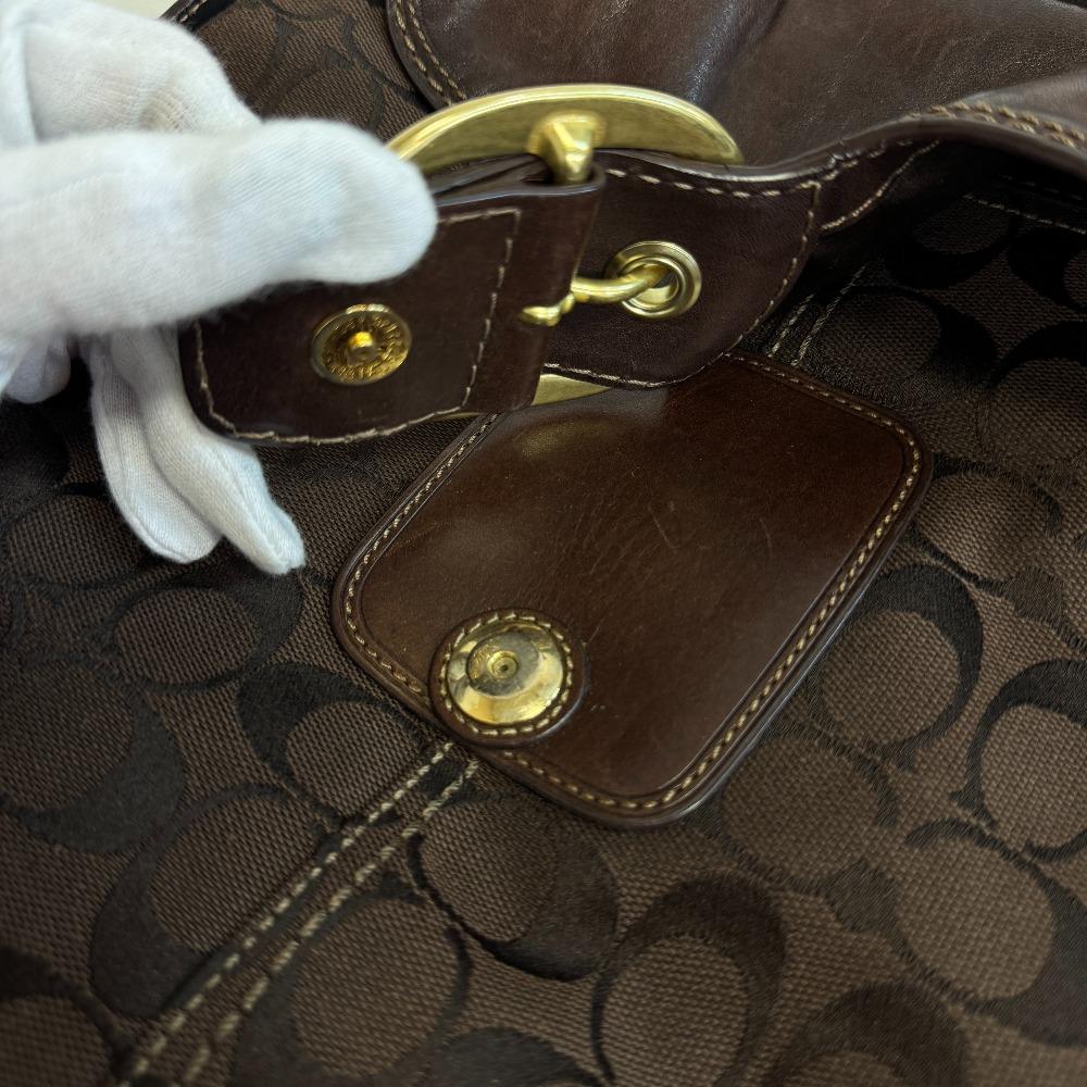Coach 11436 Signature Canvas Shoulder Bag Brown Canvas Women Used