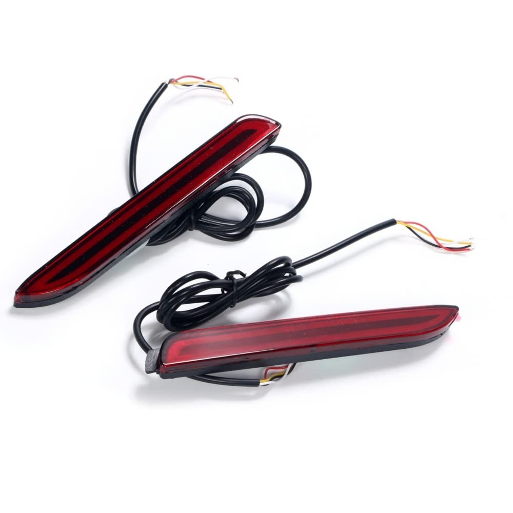 Universal Toyota LED Fiber Reflectors with Flowing Sequential Brake and Turn Signal Left and Right Set for Rear Tail and Backup Beautiful Red