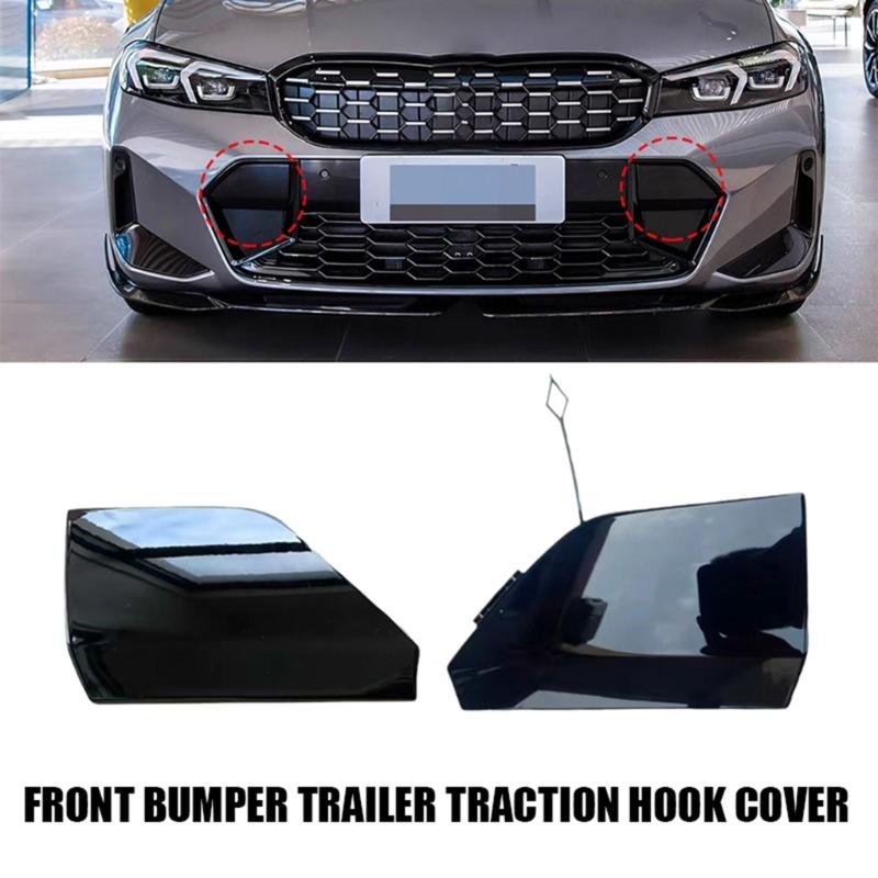 ABS Tow-Hook Opening Cover for G28 320Li, 51118085456 51118085455 Rear Mounting Clips and Retaining Tether for Front Bumper Trim Repair