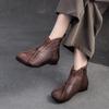 Johnature Genuine Leather Women's Shoes Flat Bottomed Comfortable Retro Short Boots