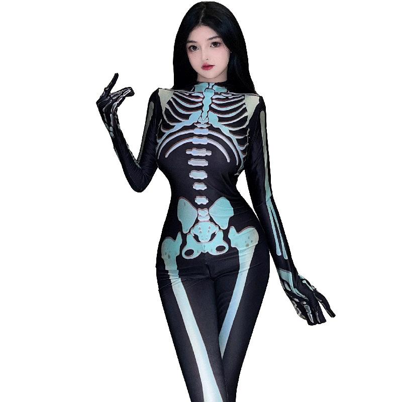 Sexy Lingerie Skull Onesie Zipper Free Uniform Temptation Cosplay Suit