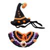 Halloweenský klobouk dýně pro mazlíčky a obojek duchů, nastavitelný gotický outfit pro kočky a malé psy, pletené kostýmní doplňky