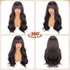 Women Stylish Long Wave Hair with Bangs Synthetic Black Brown Wigs for Daily Cosplay Use Heat Resistant Fibre