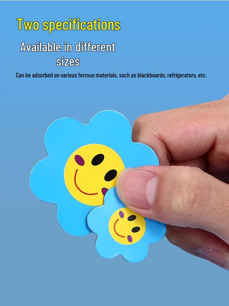 Magnetic Blackboard Stickers: Kids' Reward Magnets with Cartoon Stars, Flowers, and Smileys for Home & Classroom Whiteboards