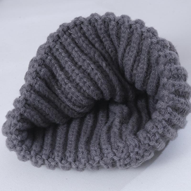 Women's Winter Warm Knitted Hat Korean Style Cute Big Head Windproof Ear Protection Wool Hat Versatile Pullover Hat