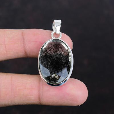 Pendentif Facetté en Rutile Noir Bijou Pendentif Délicat Pendentif en Argent Sterling 925 Bijou Fait Main Pendentif Pierre de Naissance Cadeaux Pour Femmes