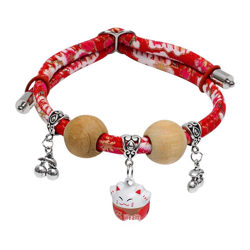 Camphor Wood Cat Collar with Bell and Longevity Lock - Pet Necklace Accessories