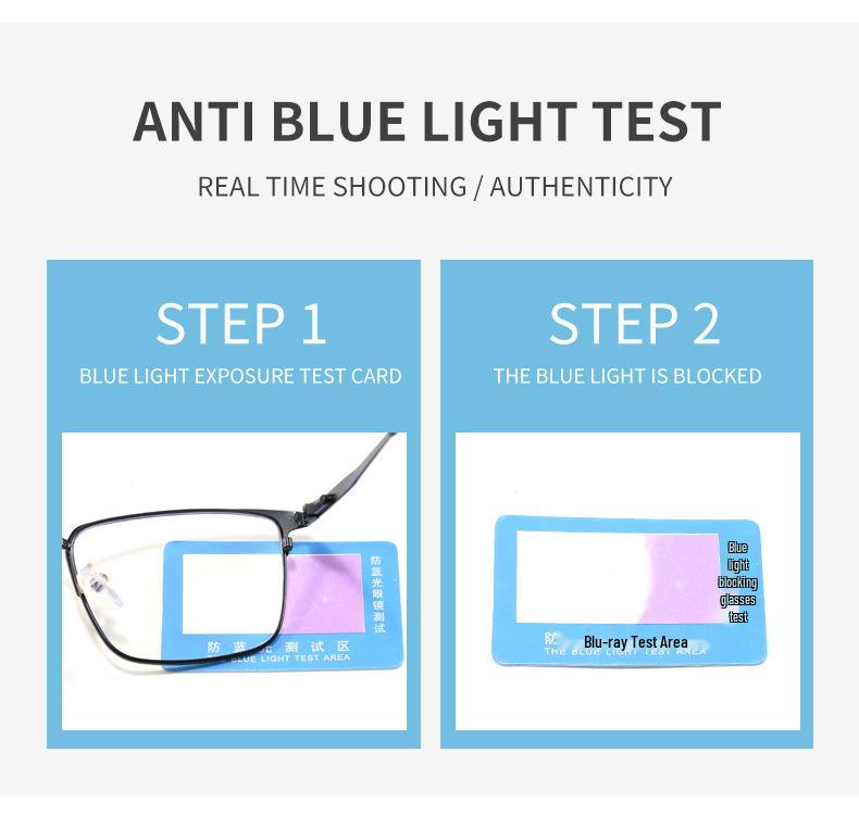 Armação de Óculos Plano Masculina Ultraleve Anti-Luz Azul com Haste de Mola, Pronta para Lentes de Grau para Estilo de Negócios