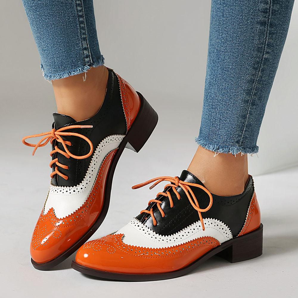 

Прямая поставка, женские британские лоскутные ретро-туфли-броги, весенние винтажные туфли-лодочки Мэри Джейн на шнуровке на низком квадратном каблуке, большой размер 48 38