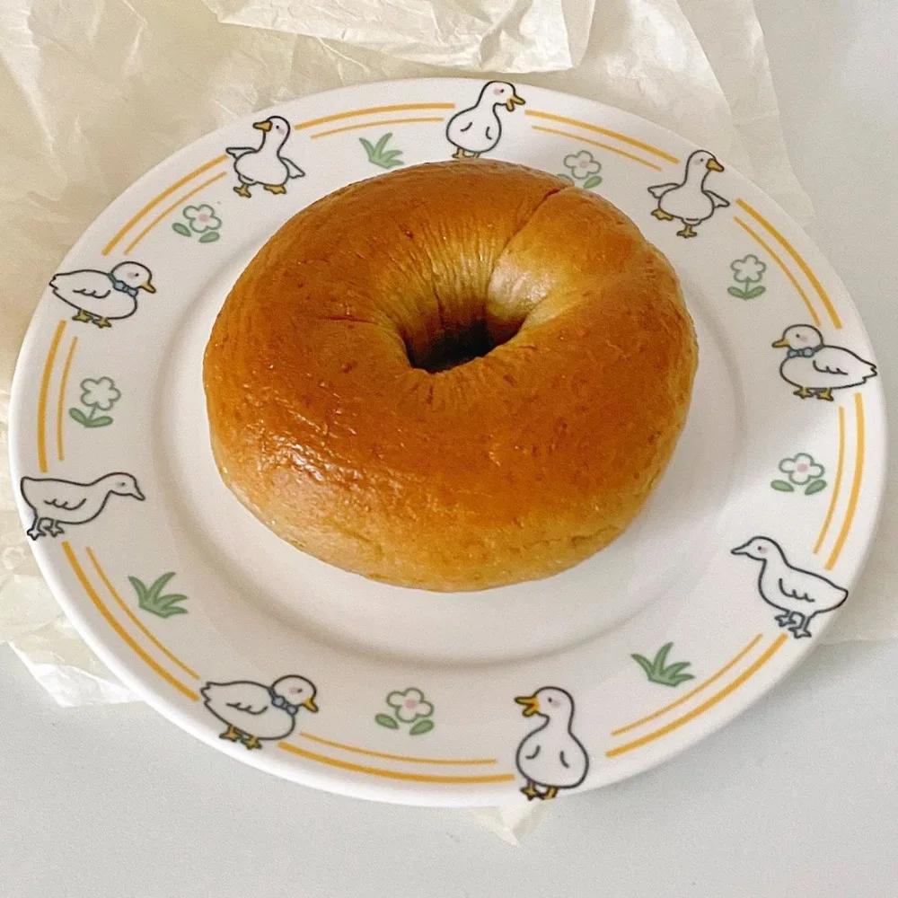 Cute Creative Porcelain Plate Korean Style Cartoon Household Tableware Breakfast Toast Plates Ceramic Kitchen Supplies 8inches