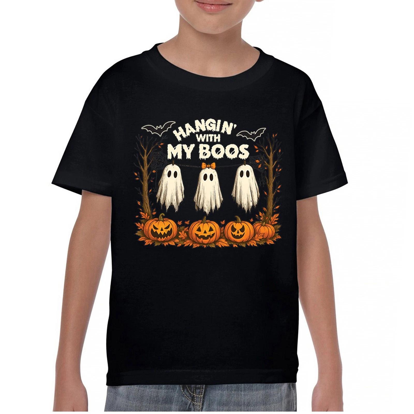 

Hangin With My Boos Youth kids boys T-Shirt Halloween Trick or Treat Scary Ghost Kids 130