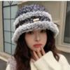 Hats Autumn and Winter Women's Korean Style Woolen Fisherman's Hat Color Blocked Striped Warm Fisherman's Hat Fashionable and Versatile Bucket Hat