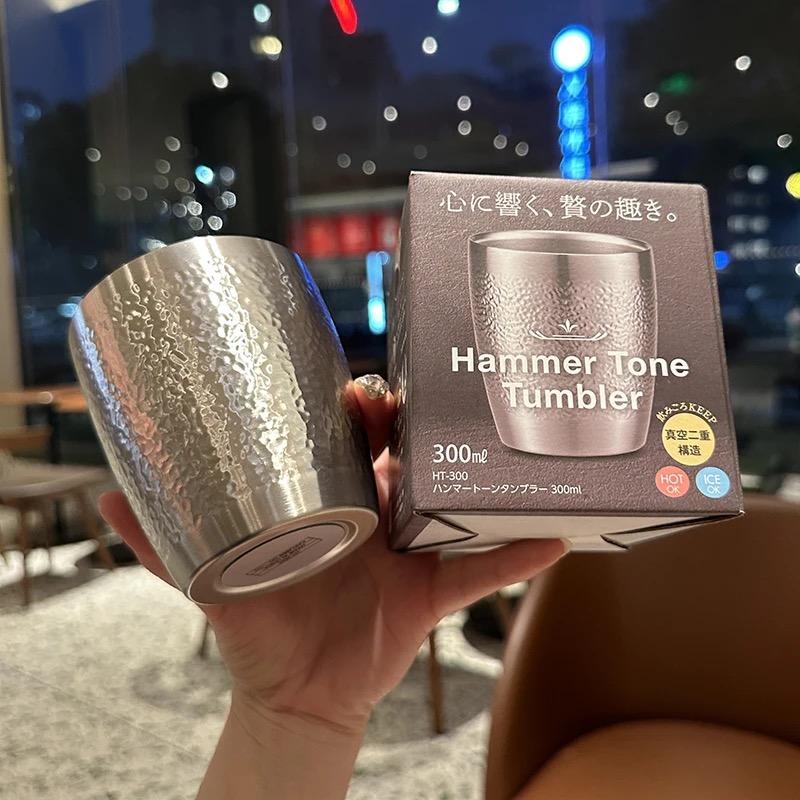 304 Stainless Steel Hammered Cup Thickened Double-Layer Coffee Mug Home And Office Water Or Beverage Cup 1PCS