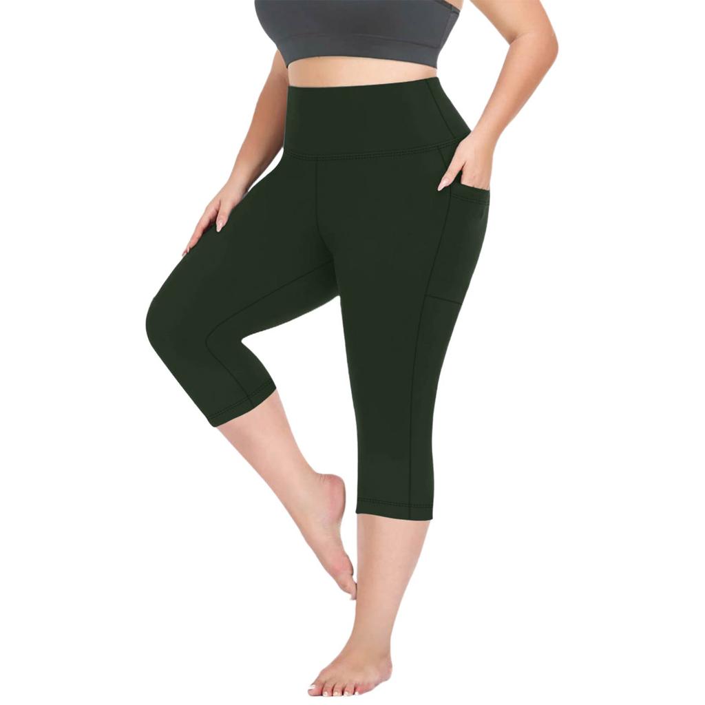 Women's Fashionable Casual Plus Size Athletic Leggings With High Waist And Butt-Lifting Effect 7/8 Length Yoga Shorts