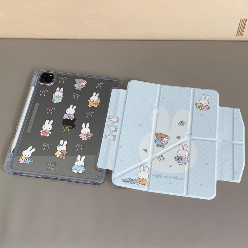 Bowknot Miffy Tablet Case IPad Pro Air Mini 7 10th Gen With Buckle Edge Sticker