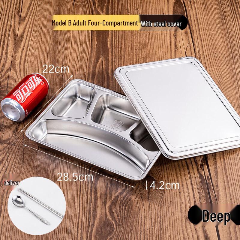 Thickened Stainless Steel Divided Meal Plate