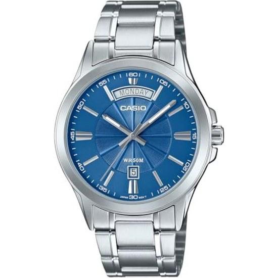 Reloj Analógico de Cuarzo para Hombre CASIO MTP-1381D-2AV Correa de Metal Azul Plateado Modelo de Ultramar