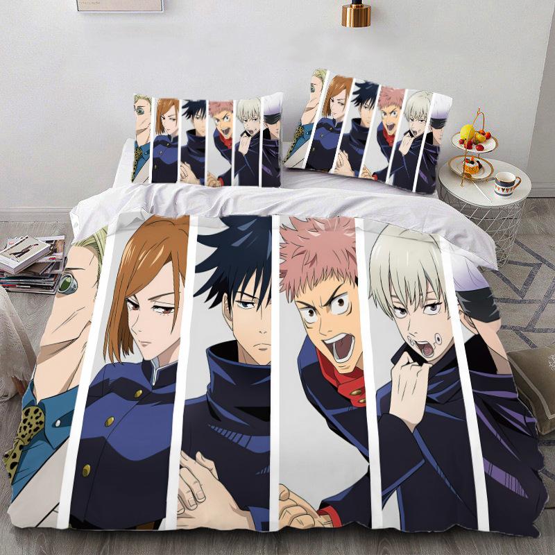Jujutsu Satoru Gojo Anime Juego de Ropa de Cama Niños Niñas Individual Matrimonial Queen Size Funda Nórdica Con Funda de Almohada Cama Niños Adulto Textiles para el Hogar