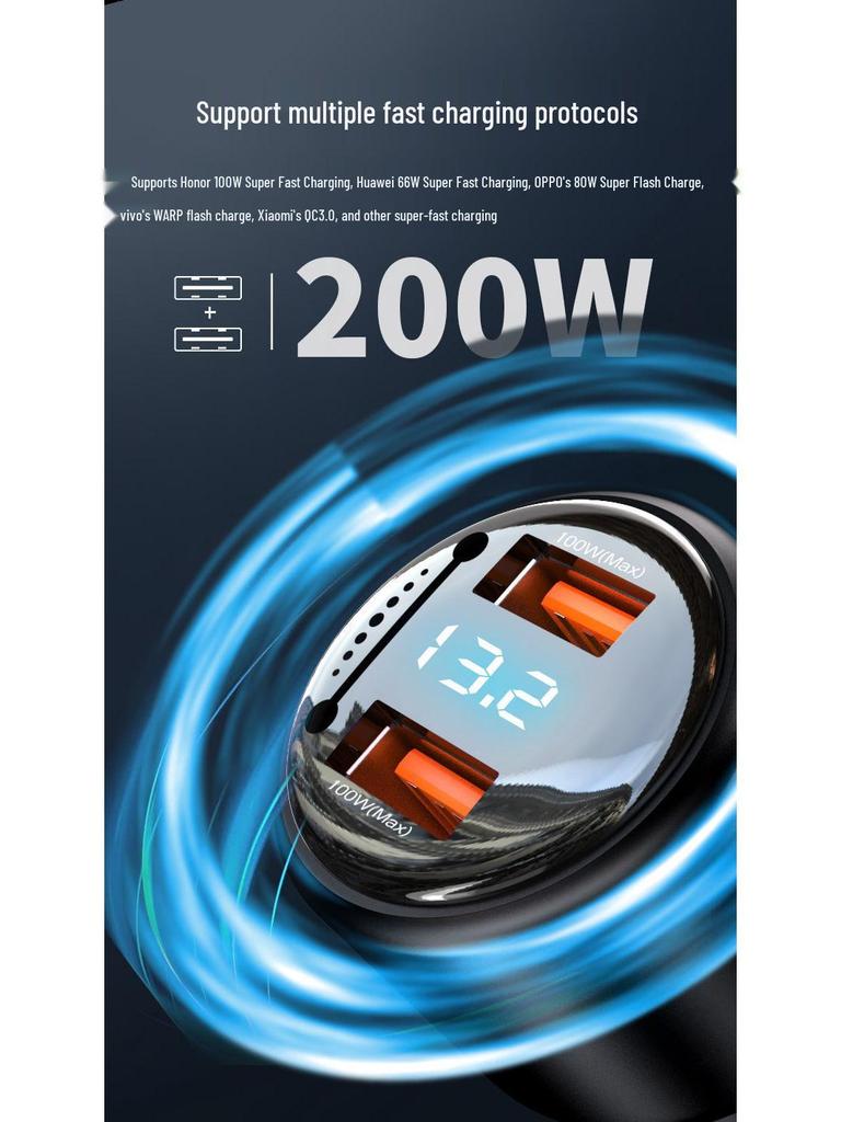 Dual USB Car Charger with Fast Charging & 200W Negative Ion Air Purifier