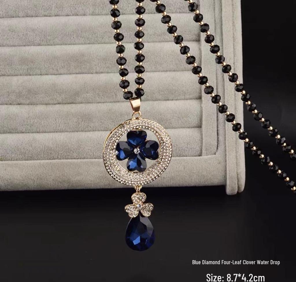 Crystal Pendant Sweater Necklace - Fashionable and Atmospheric Design