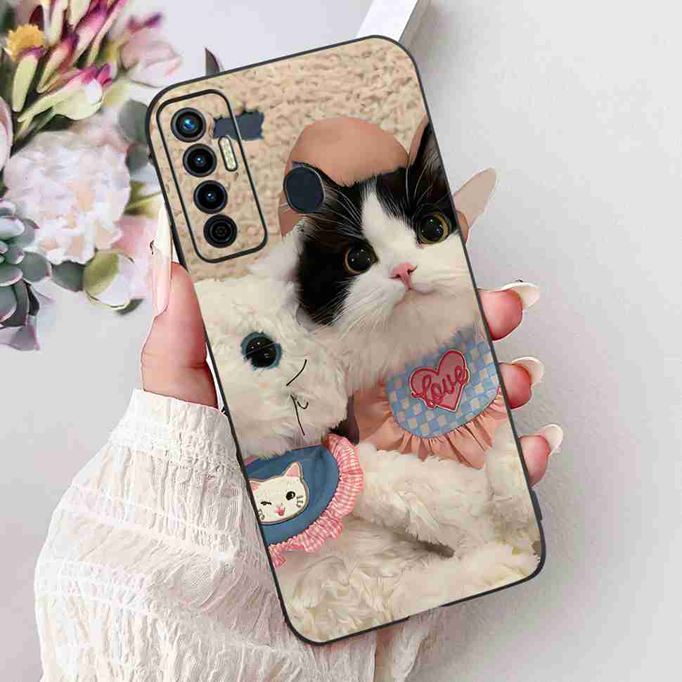 Cute Cat Cover For Tecno Camon 17 Case CG6 CG6j Silicone Soft Protection Shell For Tecno Camon 17 Camon17 Back Cover Casing 6.6"