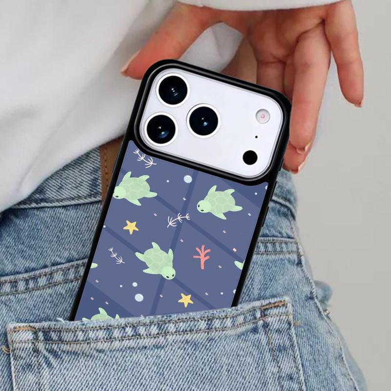 Cute Turtles Painted Phone Case for iPhone 16e 15 14 13 12 17 Pro Max Plus Air 17pro Cover Coque