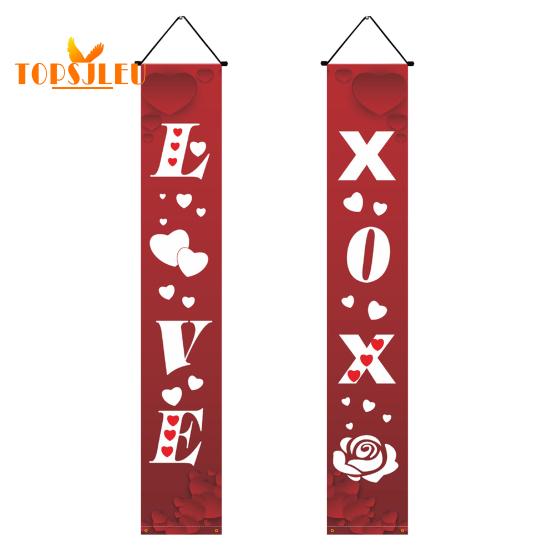 1 pár valentýnského páru poutavý transparent na dveře s jasným vzorem, pro domácí sváteční dekorace