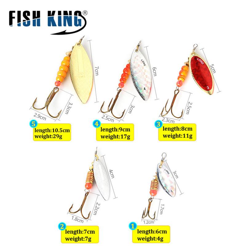 FISH KING 4 buc Spinner Bait 4g 7g 12g 18g 28g Spoon Naluci Stiuca Metal cu Treble Carlige Naluca de pescuit artificiala de bas