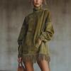 2026 Vintage Style High-Neck Suede Tassel Dress with Pockets